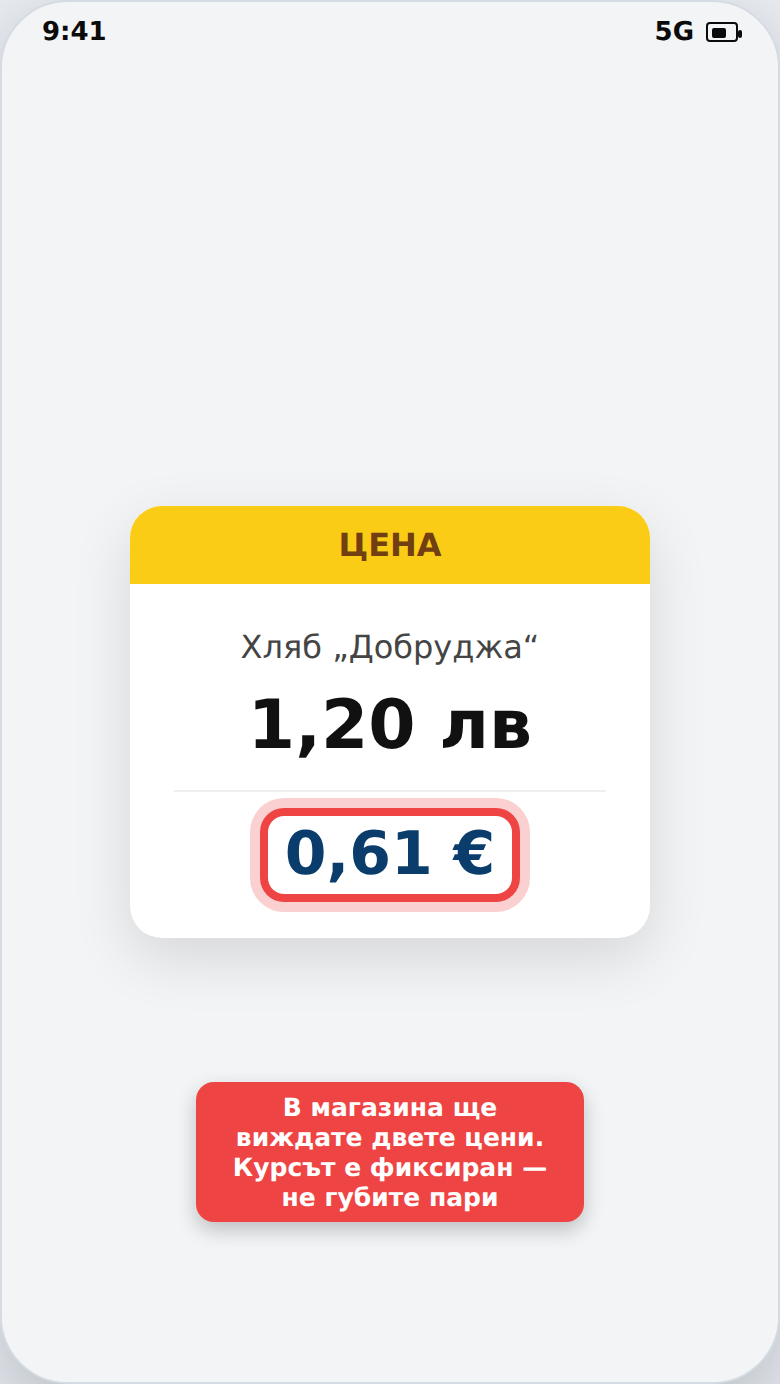 Ценоразпис с цена в лева и в евро