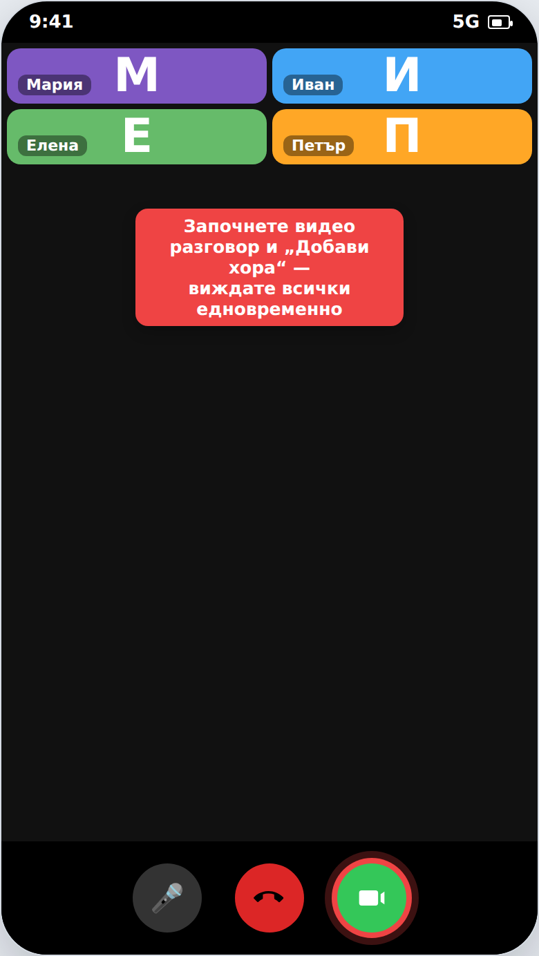 Видео разговор с няколко души едновременно