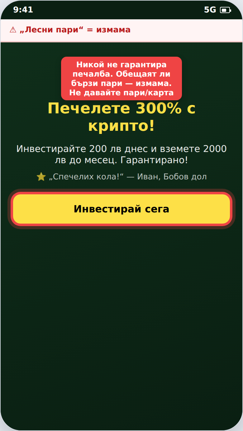 Измамна инвестиционна схема с гарантирана печалба